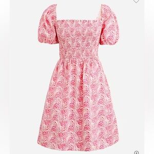NWT J. Crew Pink and White Smocked Dress